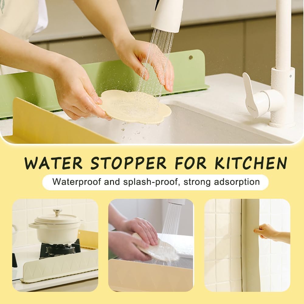 Silicone Sink Splash Guard for Kitchen and Bathroom, Silicone Sink Splash Guards with Strong Suction Gifts Cup, Barrier for Kitchen Sink Anti-Splash Water Multicolor 2 pcs