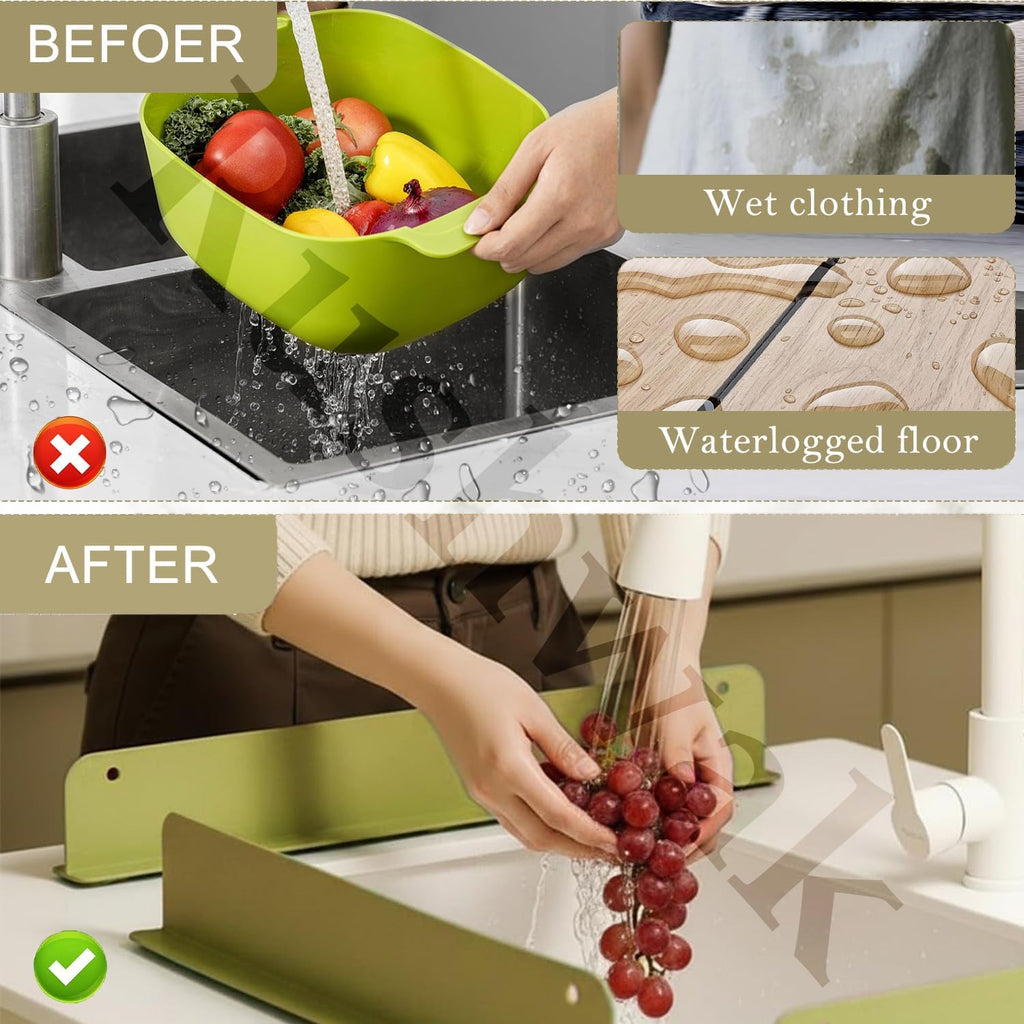 Silicone Sink Splash Guard for Kitchen and Bathroom, Silicone Sink Splash Guards with Strong Suction Gifts Cup, Barrier for Kitchen Sink Anti-Splash Water Multicolor 2 pcs
